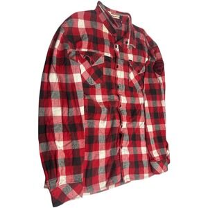 Akoo Vintage Plaid Patch Flannel Button Up Shirt Sz 3XL Trust Nothing With Teeth